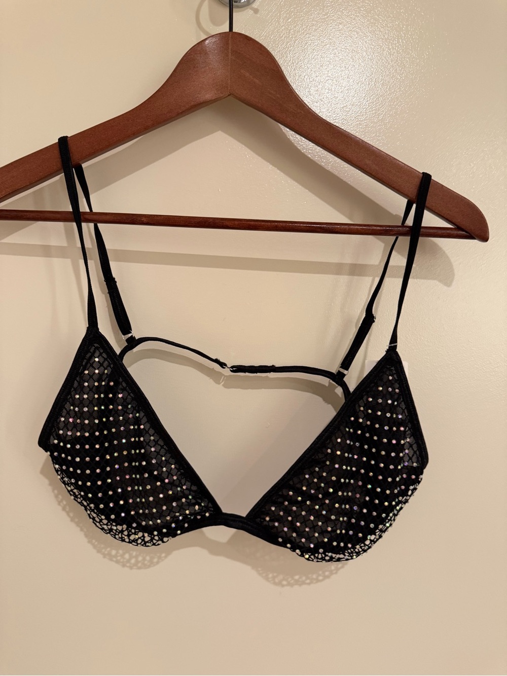 Urban Outfitters Black Mesh Bralette with Iridescent Studs
